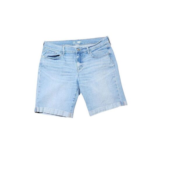 Old Navy Light Wash Denim Stretch Cuffed Jean Shorts Womens Size 8 Blue - Picture 2 of 6